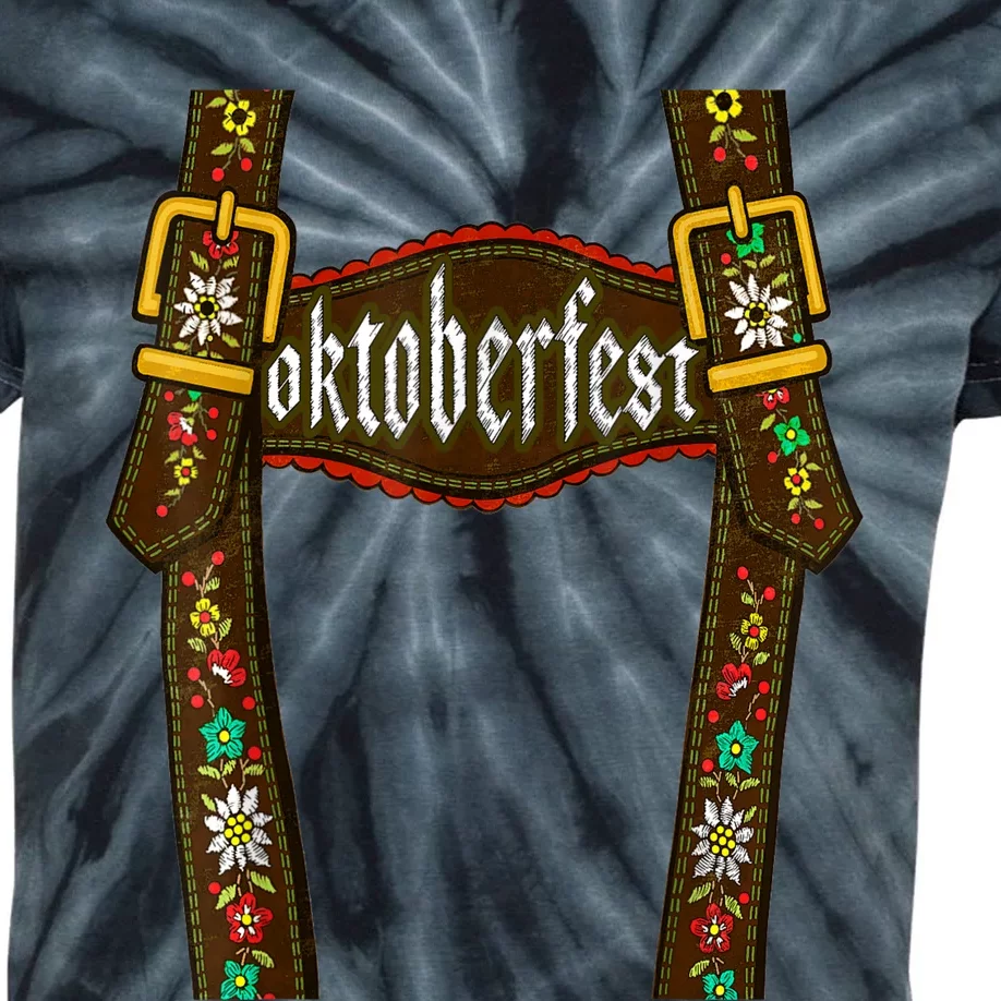 Lederhosen Suspenders Oktoberfest Bavarian Munich Beer Kids Tie-Dye T-Shirt