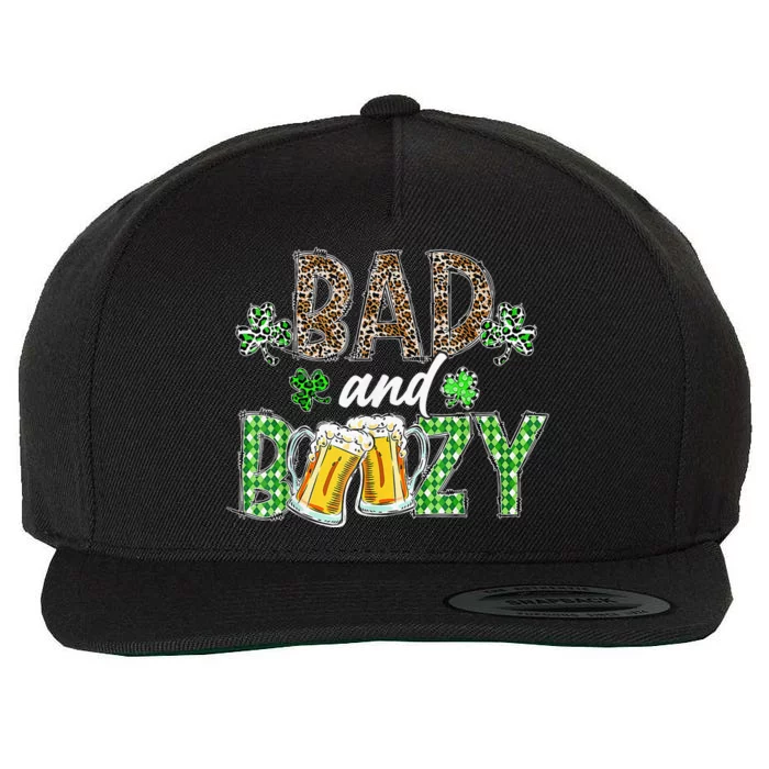 Leopard St Patrick's Day Bad And Boozy Beer Irish Wool Snapback Cap