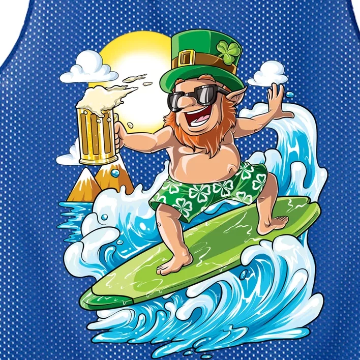 Leprechaun St Patricks Day Hawaiian Hawaii Surfing Beer Meaningful Gift Mesh Reversible Basketball Jersey Tank