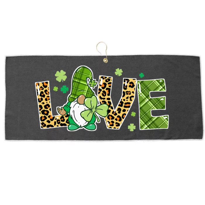 Love St Patricks Day Gnomes Shamrock Large Microfiber Waffle Golf Towel