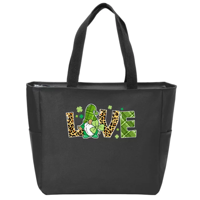 Love St Patricks Day Gnomes Shamrock Zip Tote Bag