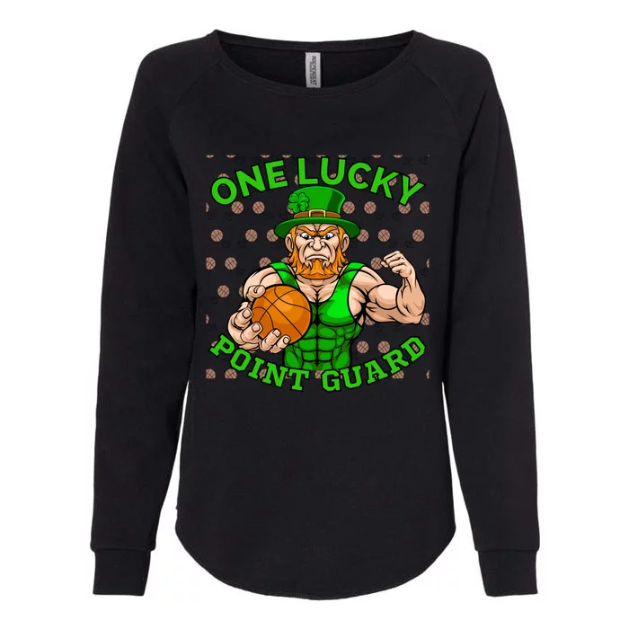 Leprechaun St Patricks One Lucky Point Guard Basketball Meaningful Gift Womens California Wash Sweatshirt