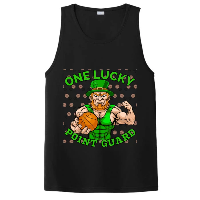 Leprechaun St Patricks One Lucky Point Guard Basketball Meaningful Gift Performance Tank