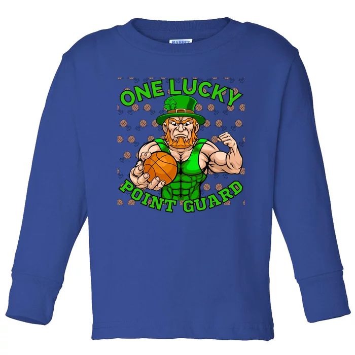 Leprechaun St Patricks One Lucky Point Guard Basketball Meaningful Gift Toddler Long Sleeve Shirt