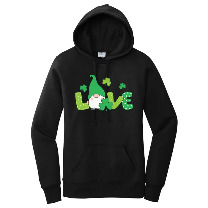 LOVE St Patricks Day Gnomes Shamrock Green Proud Irish Women's Pullover Hoodie