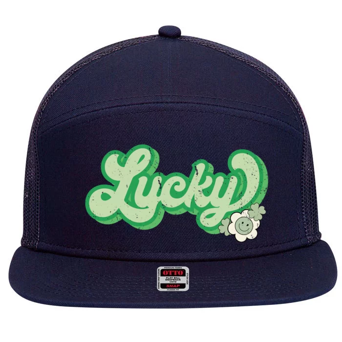 Lucky St PatrickS Day Retro Vintage 7 Panel Mesh Trucker Snapback Hat