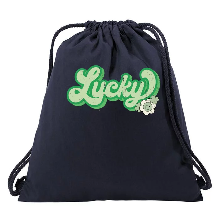 Lucky St PatrickS Day Retro Vintage Drawstring Bag