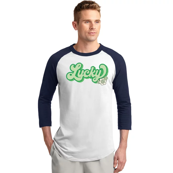 Lucky St PatrickS Day Retro Vintage Baseball Sleeve Shirt