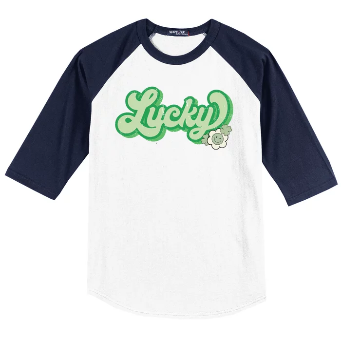 Lucky St PatrickS Day Retro Vintage Baseball Sleeve Shirt