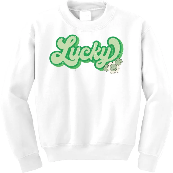 Lucky St PatrickS Day Retro Vintage Kids Sweatshirt