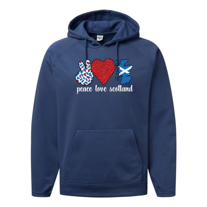 Love Scotland Proud Scottish Flag Scottish Roots Gift Performance Fleece Hoodie