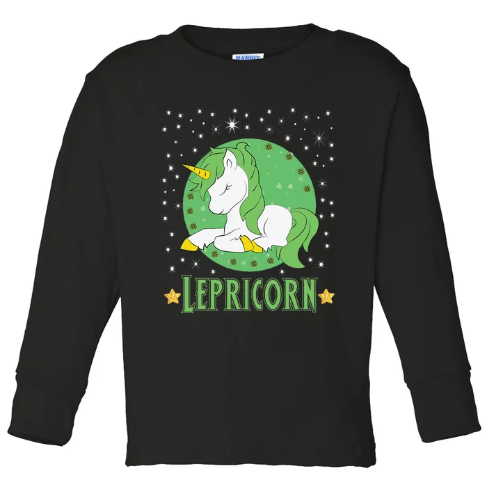 Lepricorn St Patricks Day Unicorn Irish Toddler Long Sleeve Shirt