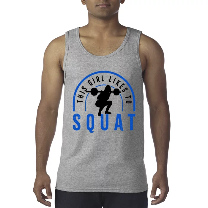 Likes Squatting Powerlifter Squats Gym Gift Tank Top