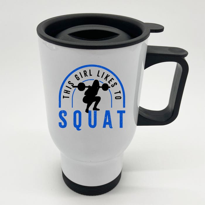 Likes Squatting Powerlifter Squats Gym Gift Front & Back Stainless Steel Travel Mug