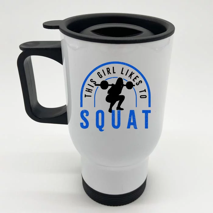 Likes Squatting Powerlifter Squats Gym Gift Front & Back Stainless Steel Travel Mug