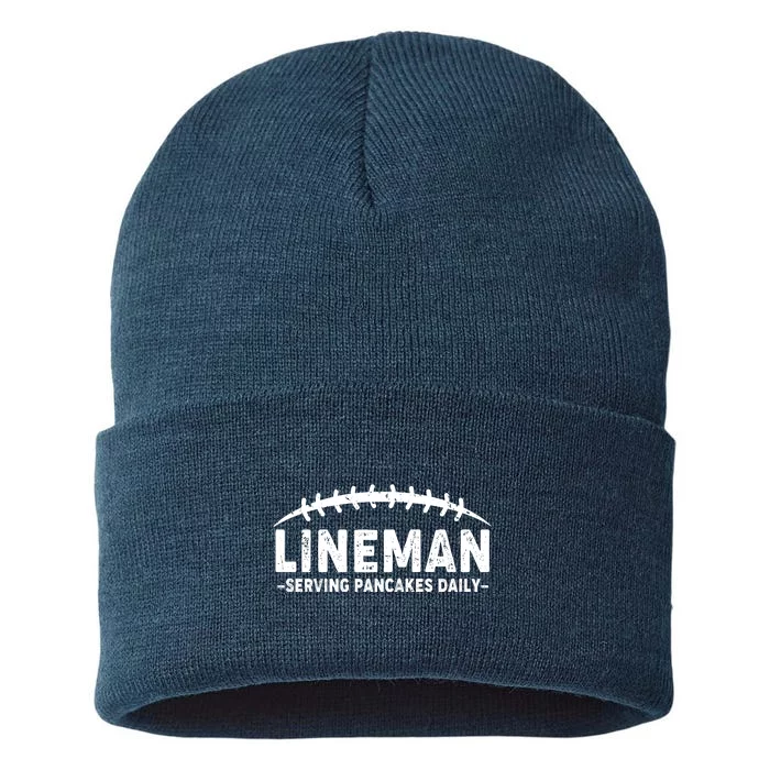 Lineman Serving Pancakes Daily Football Sustainable Knit Beanie