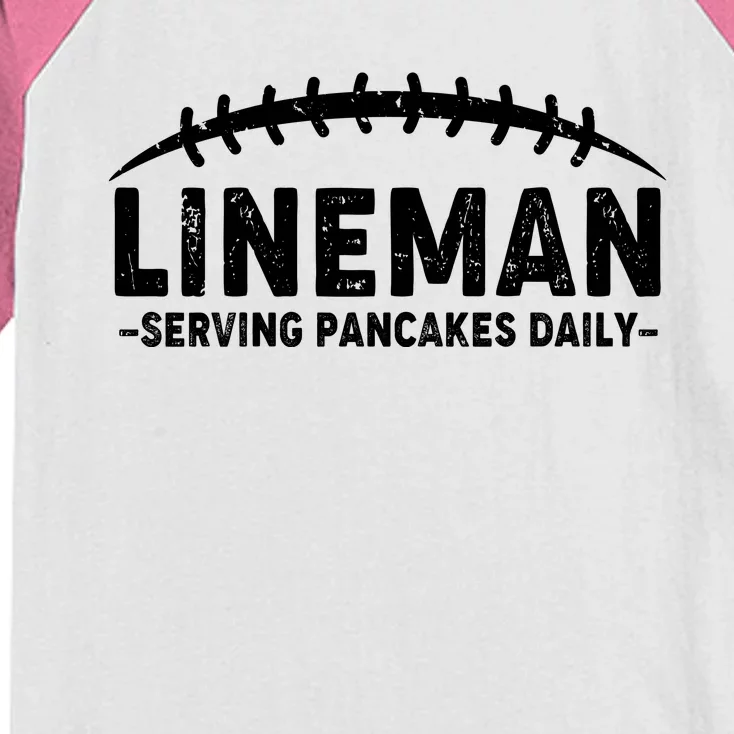 Lineman Serving Pancakes Daily Football Kids Colorblock Raglan Jersey