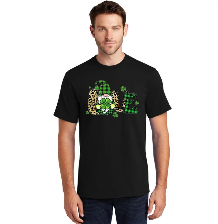 LOVE St Patricks Day Gnomes Shamrock For Women Tall T-Shirt