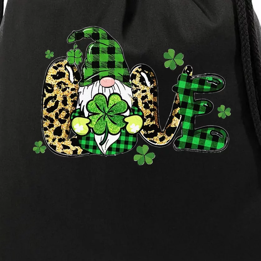 LOVE St Patricks Day Gnomes Shamrock For Women Drawstring Bag