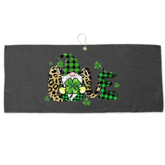 LOVE St Patricks Day Gnomes Shamrock For Women Large Microfiber Waffle Golf Towel