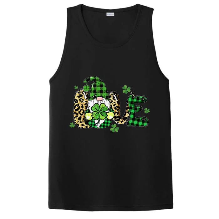 LOVE St Patricks Day Gnomes Shamrock For Women Performance Tank