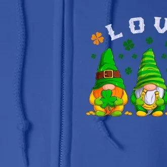 Love St Patrick's Day Irish Gnome Gift Full Zip Hoodie