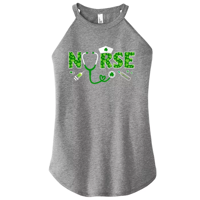 Lucky St Patricks Day Nurse In Clinic Or Hospital Funny Gift Women’s Perfect Tri Rocker Tank