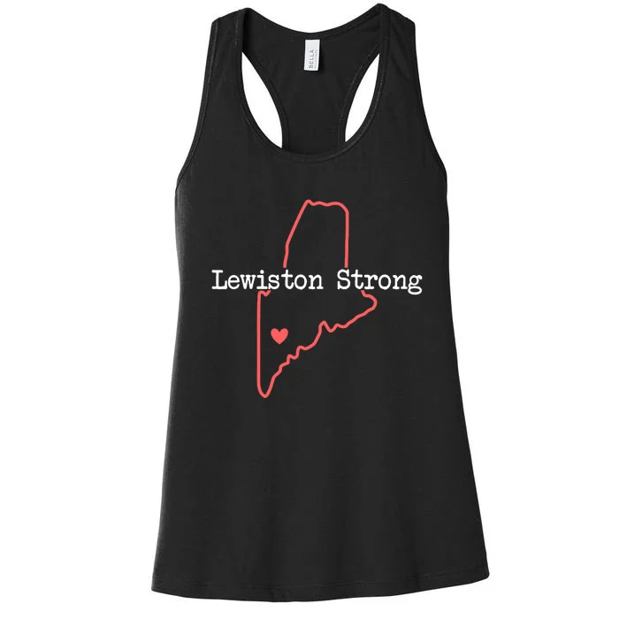 Lewiston Strong  Pray For Maine  Pray For Lewiston Maine Women's Racerback Tank