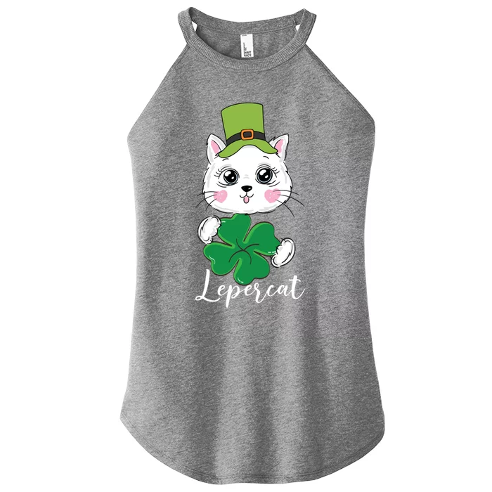 Leprecat St Paddys Day Shamrock Clover Cat Lover Gift Women’s Perfect Tri Rocker Tank