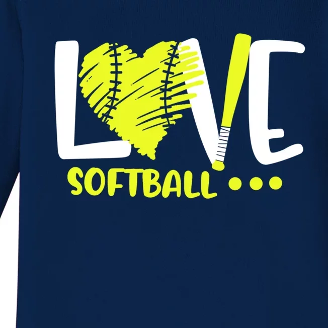 Love Softball Player N Athlete Coach Mom Dad Parent Gift Baby Long Sleeve Bodysuit