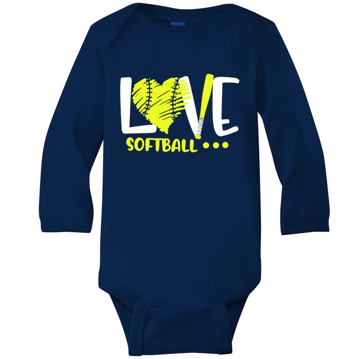 Love Softball Player N Athlete Coach Mom Dad Parent Gift Baby Long Sleeve Bodysuit