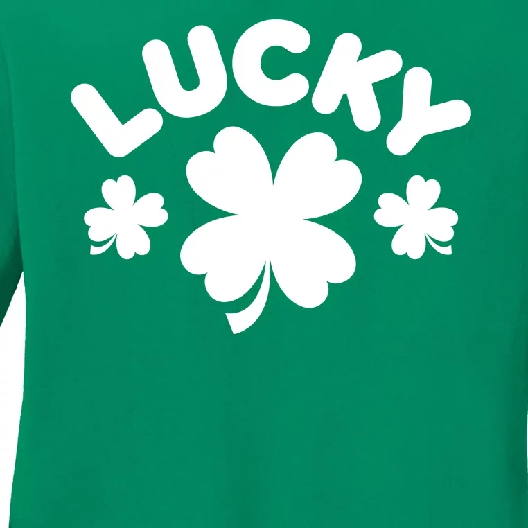 Lucky St Patricks Day Clover Festive Ladies Long Sleeve Shirt