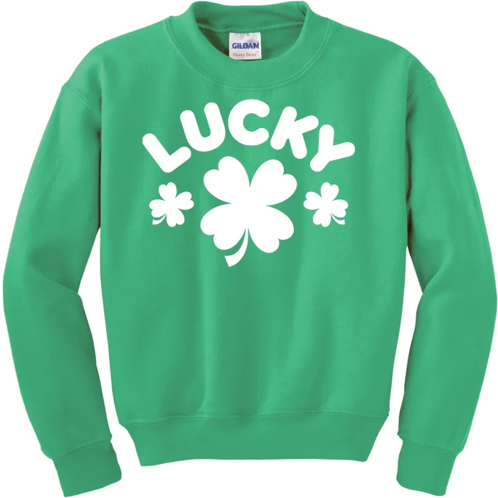 Lucky St Patricks Day Clover Festive Kids Sweatshirt