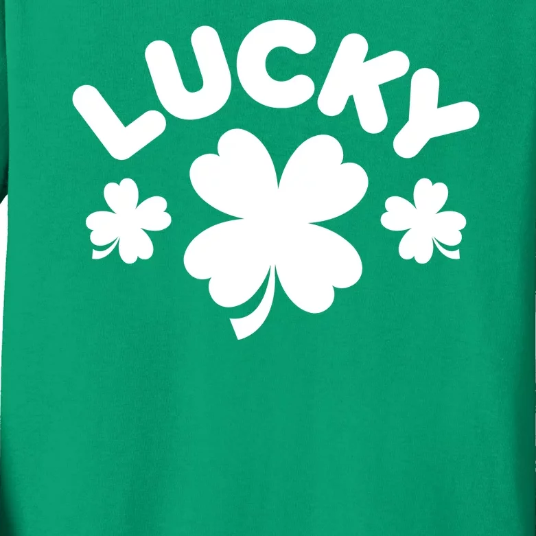 Lucky St Patricks Day Clover Festive Kids Long Sleeve Shirt