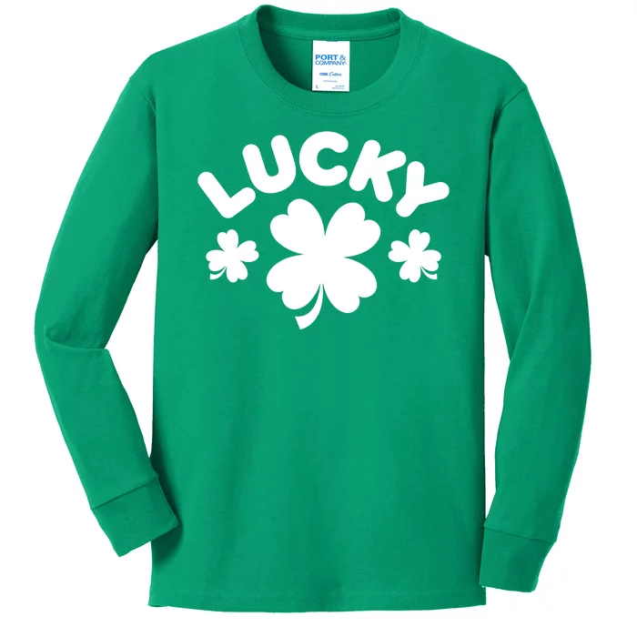 Lucky St Patricks Day Clover Festive Kids Long Sleeve Shirt