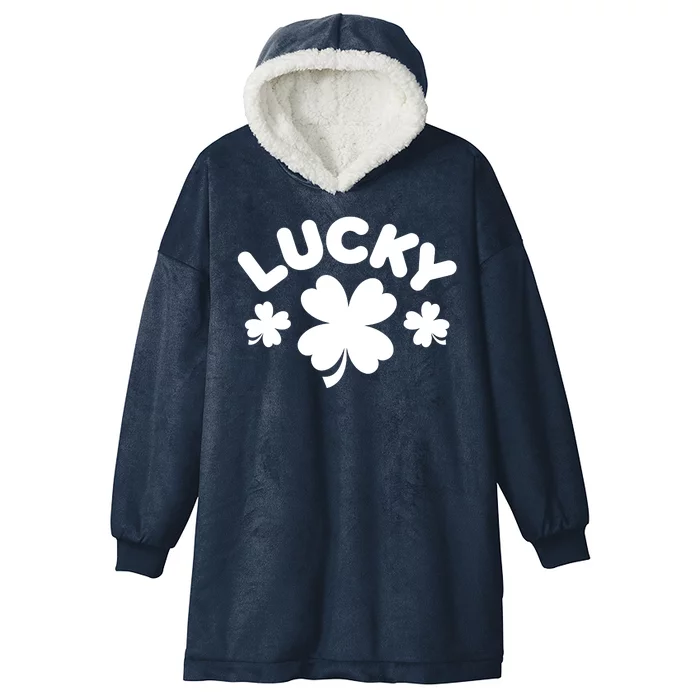 Lucky St Patricks Day Clover Festive Hooded Wearable Blanket