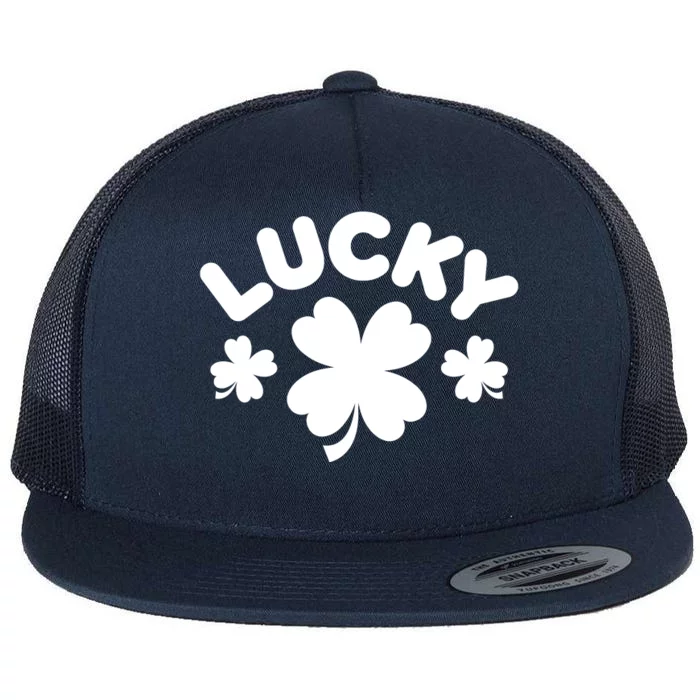 Lucky St Patricks Day Clover Festive Flat Bill Trucker Hat