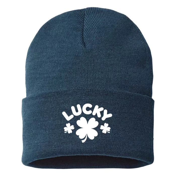 Lucky St Patricks Day Clover Festive Sustainable Knit Beanie