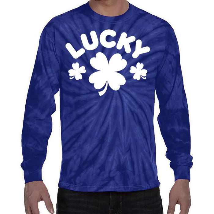 Lucky St Patricks Day Clover Festive Tie-Dye Long Sleeve Shirt