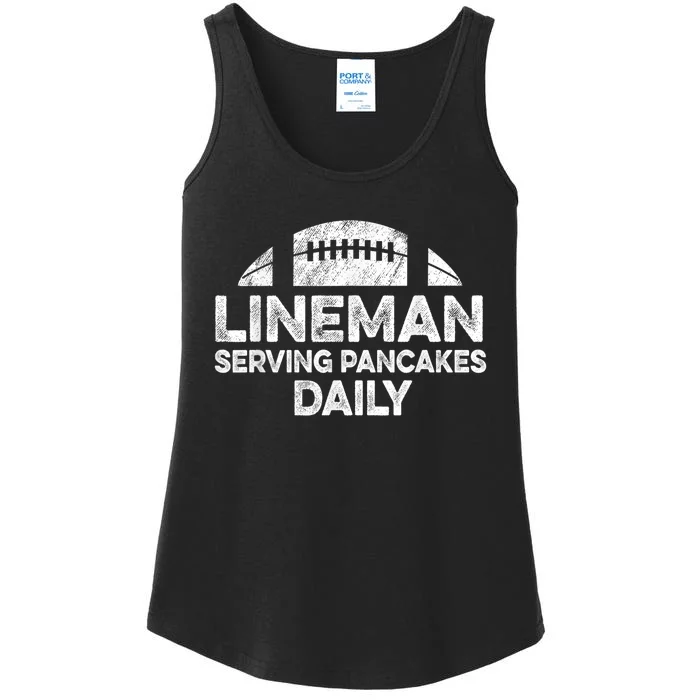 Lineman Serving Pancakes Daily Football Offensive Lineman Ladies Essential Tank