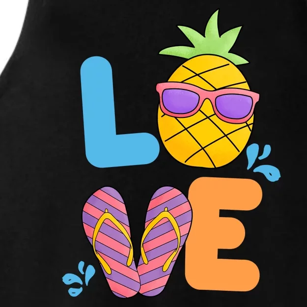 Love Summer Pineapple Cute Ladies Tri-Blend Wicking Tank