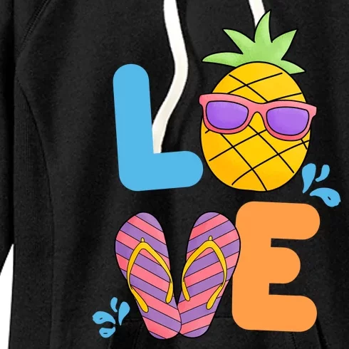 Love Summer Pineapple Cute Women's Fleece Hoodie