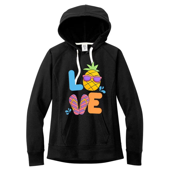 Love Summer Pineapple Cute Women's Fleece Hoodie