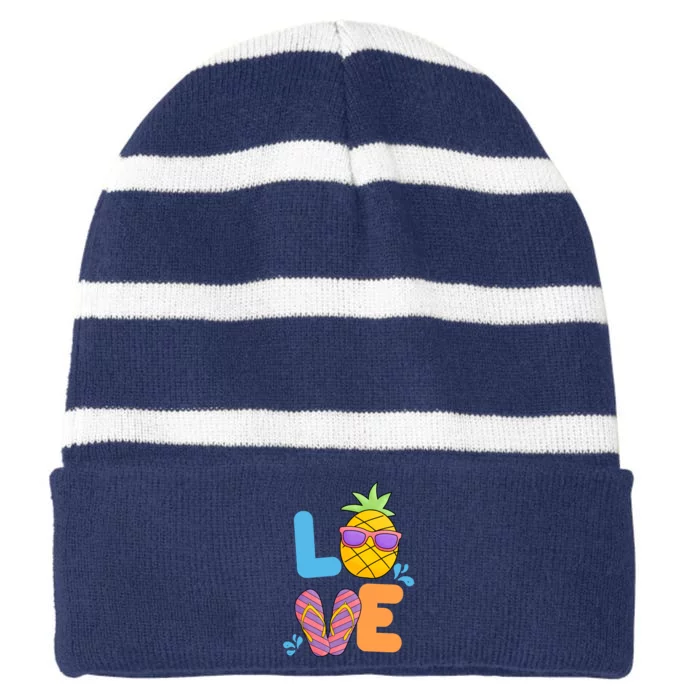 Love Summer Pineapple Cute Striped Beanie with Solid Band