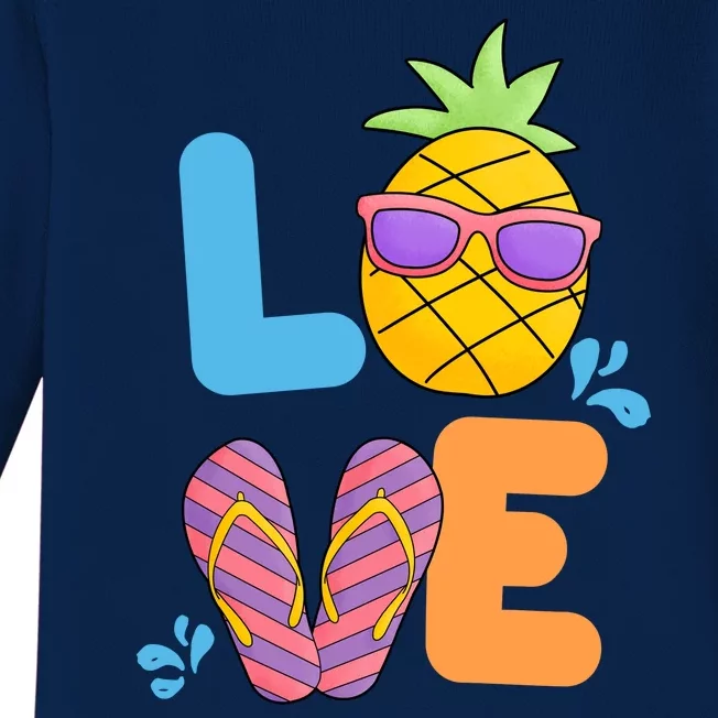 Love Summer Pineapple Cute Baby Long Sleeve Bodysuit