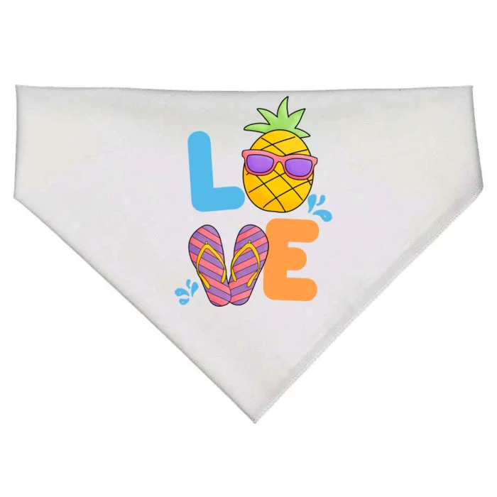 Love Summer Pineapple Cute USA-Made Doggie Bandana