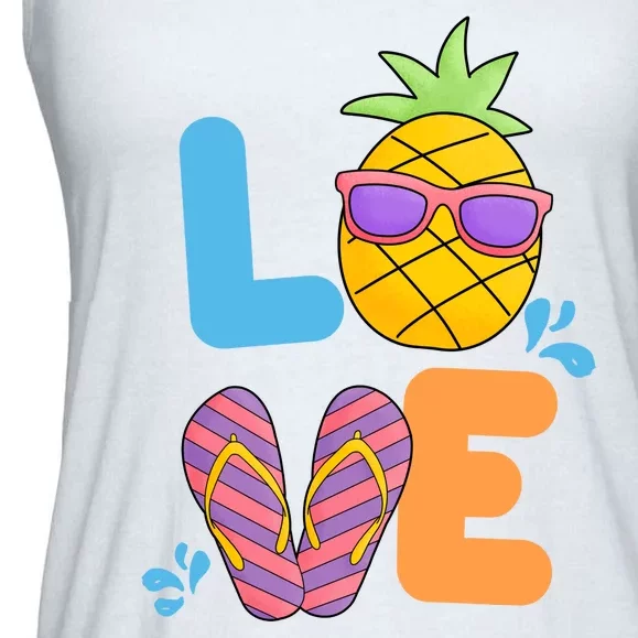 Love Summer Pineapple Cute Ladies Essential Flowy Tank