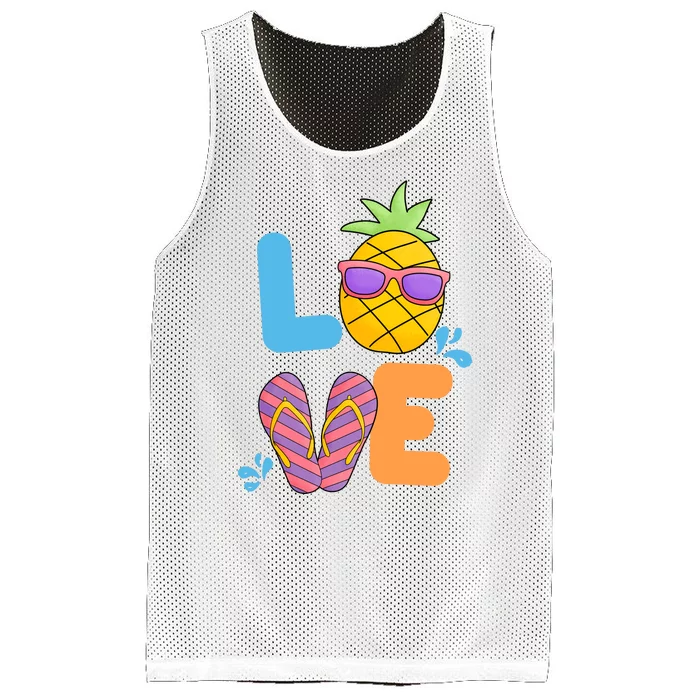 Love Summer Pineapple Cute Mesh Reversible Basketball Jersey Tank