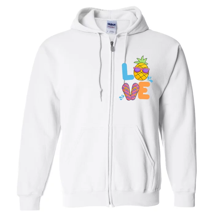 Love Summer Pineapple Cute Full Zip Hoodie