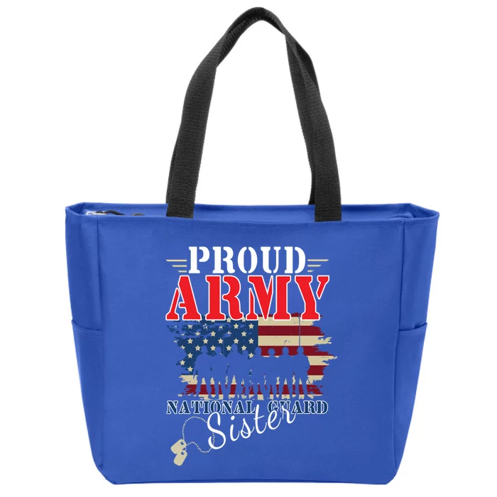 Lady Solider Proud Army National Guard Sister Veterans Day Gift Zip Tote Bag